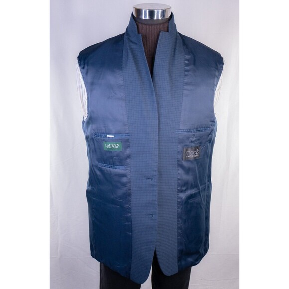 Ralph Lauren Mens Blazer Sz 42L Sport Coat Jacket Poly Blend 2-Bttn Houndstooth - Picture 9 of 13